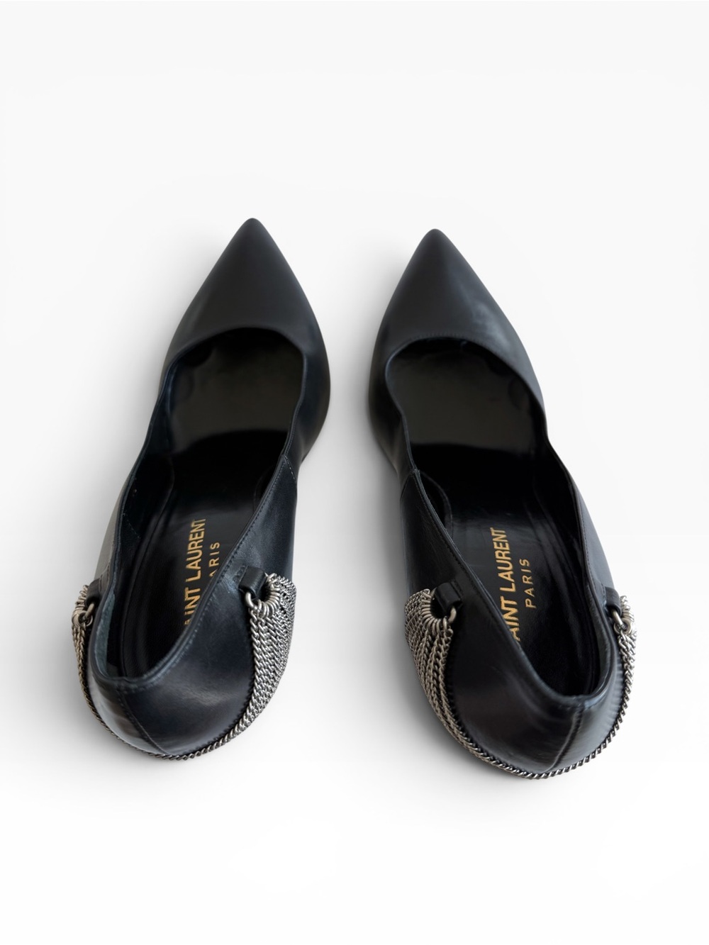 Saint Laurent Janis Chain Pumps Pointed Toe Platform Stiletto Heels Sz 40 YSL - Picture 7 of 12